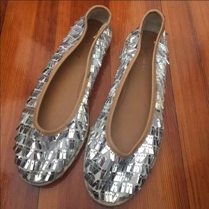 New Nine West Silver Sequined Espadrilles